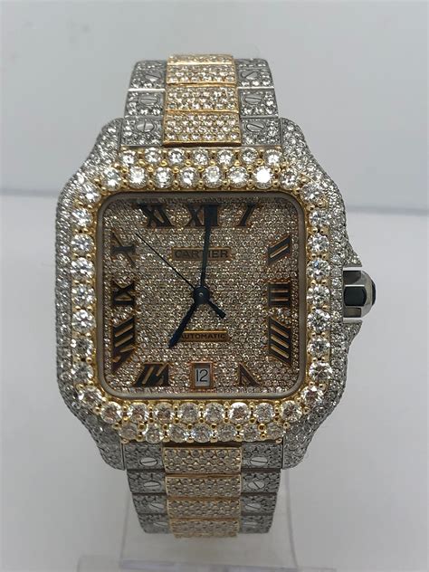 iced out cartier watch fake